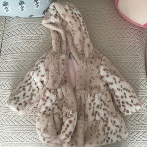 Soft faux fur leopard baby jacket